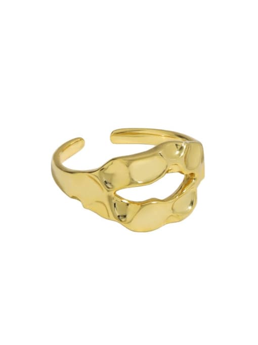 14k Gold [14 adjustable] 925 Sterling Silver Hollow Geometric Vintage Band Ring